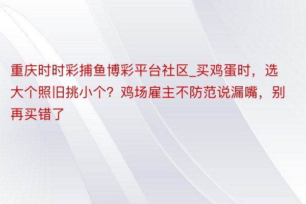 重庆时时彩捕鱼博彩平台社区_买鸡蛋时，选大个照旧挑小个？鸡场雇主不防范说漏嘴，别再买错了